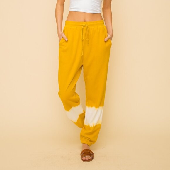 HEM & THREAD Mustard Tie-Dye Jogger Lounge Pants - Picture 6 of 6